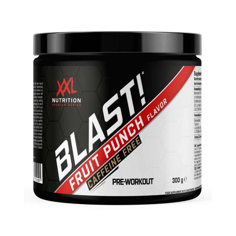 XXL Nutrition Blast! Pre Workout - Fruit Punch Caffeïne vrij - 300 gram